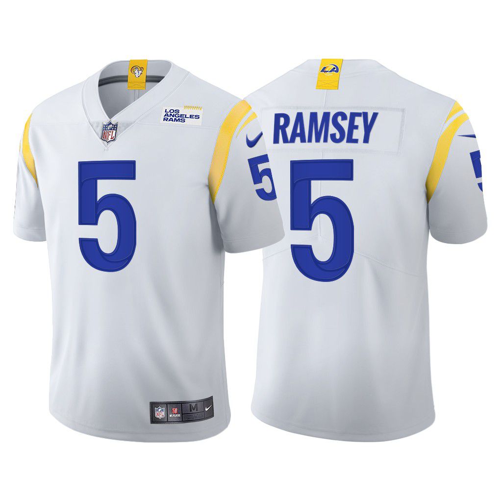 Men Los Angeles Rams #5 Jalen Ramsey Nike White Vapor Limited NFL Jersey